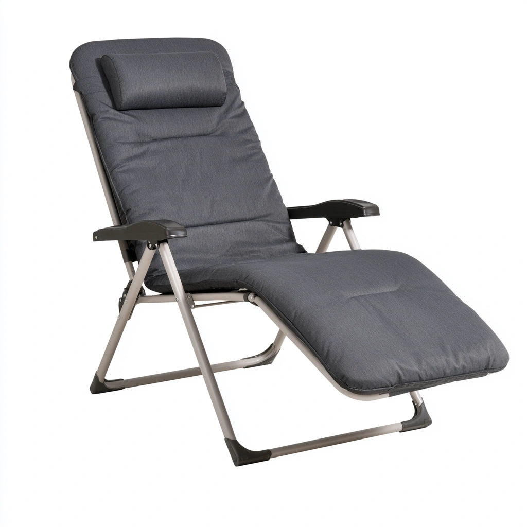 Fauteuil relax pliant aux lignes épurées pliant, coloris gris