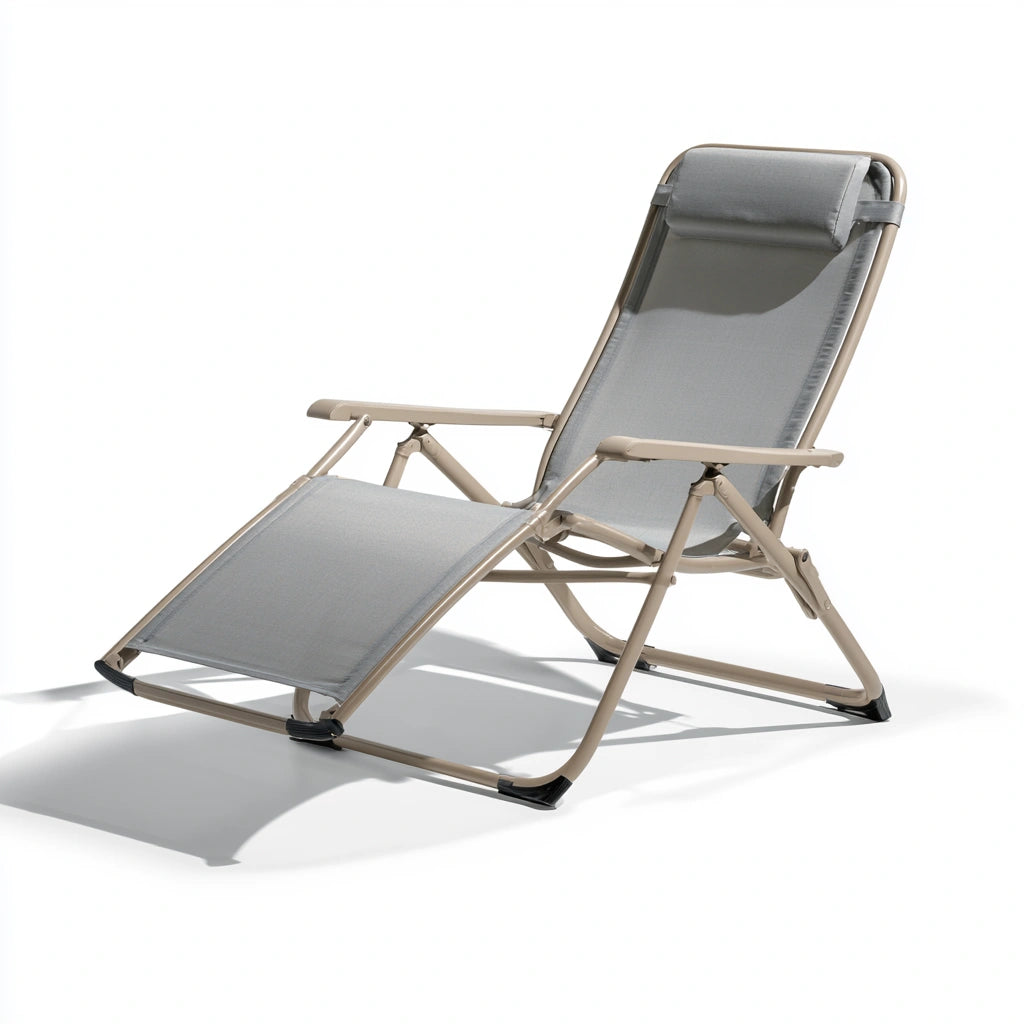 Fauteuil relax pliant aux lignes épurées pliant, coloris gris