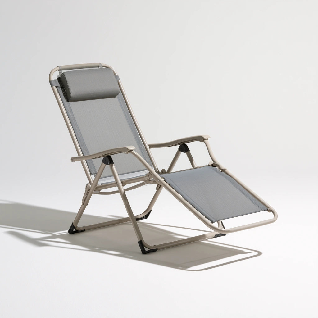 Fauteuil relax pliant aux lignes épurées pliant, coloris gris