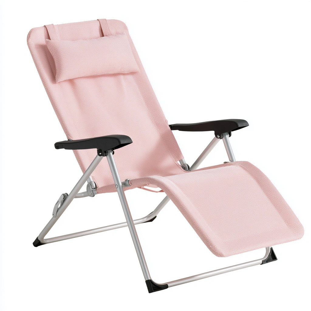 Bain de soleil pliant aux lignes épurées pliant, coloris rose