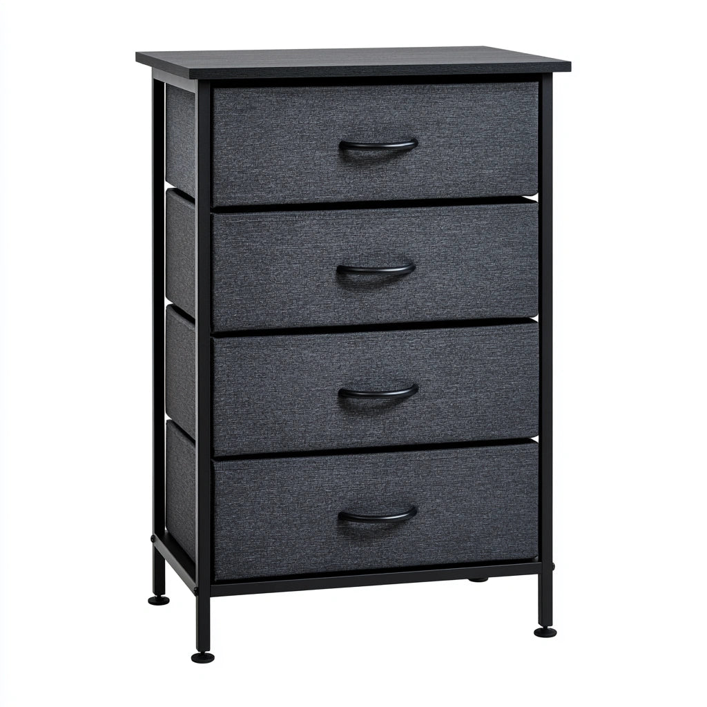 Commode verticale aux lignes épurées à quatre tiroirs, coloris gris foncé