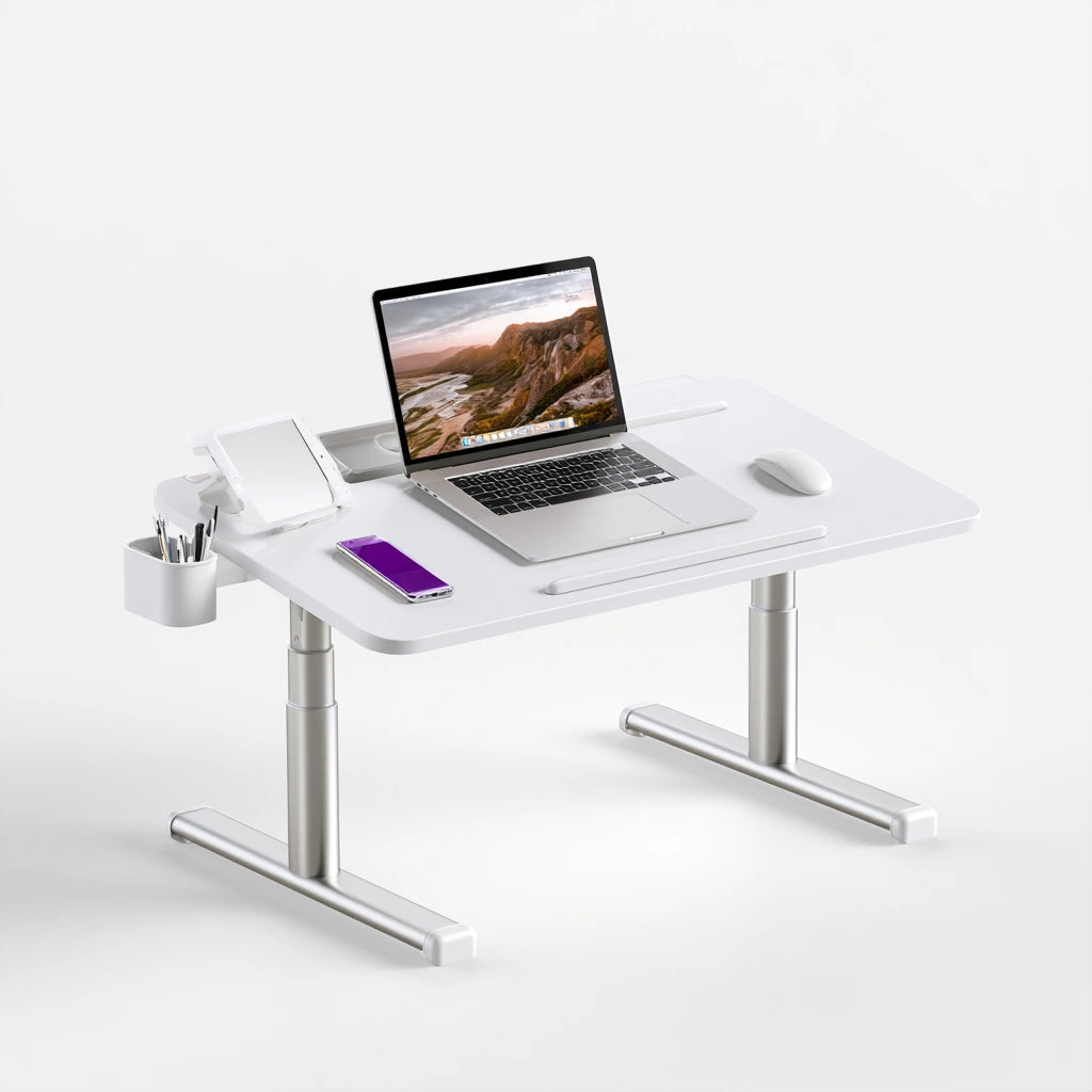 Table de lit réglable pour ordinateur aux lignes épurées réglable, coloris blanc
