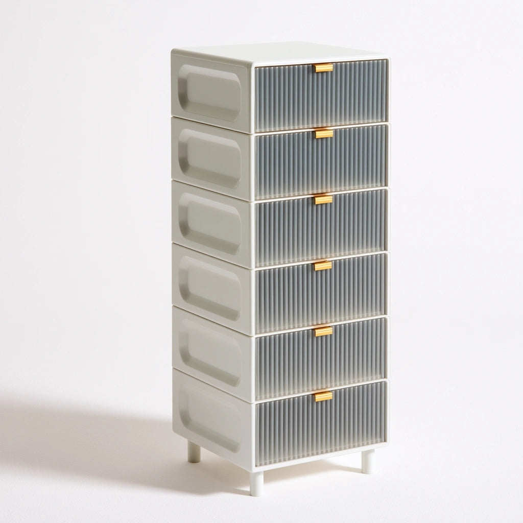 Tour de rangement étroite en plastique avec rangement, coloris blanc
