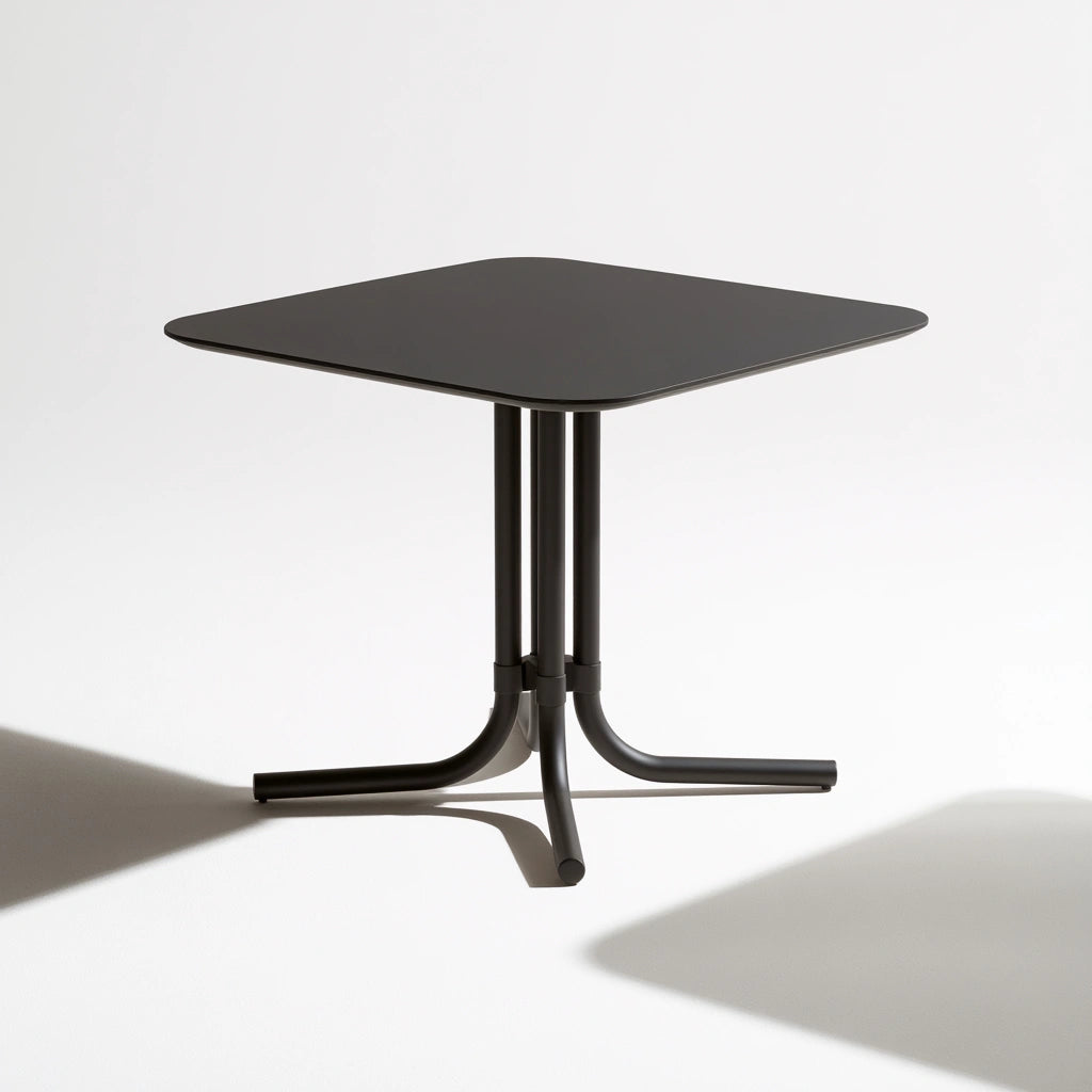 Table sur pied central aux lignes épurées, coloris gris foncé