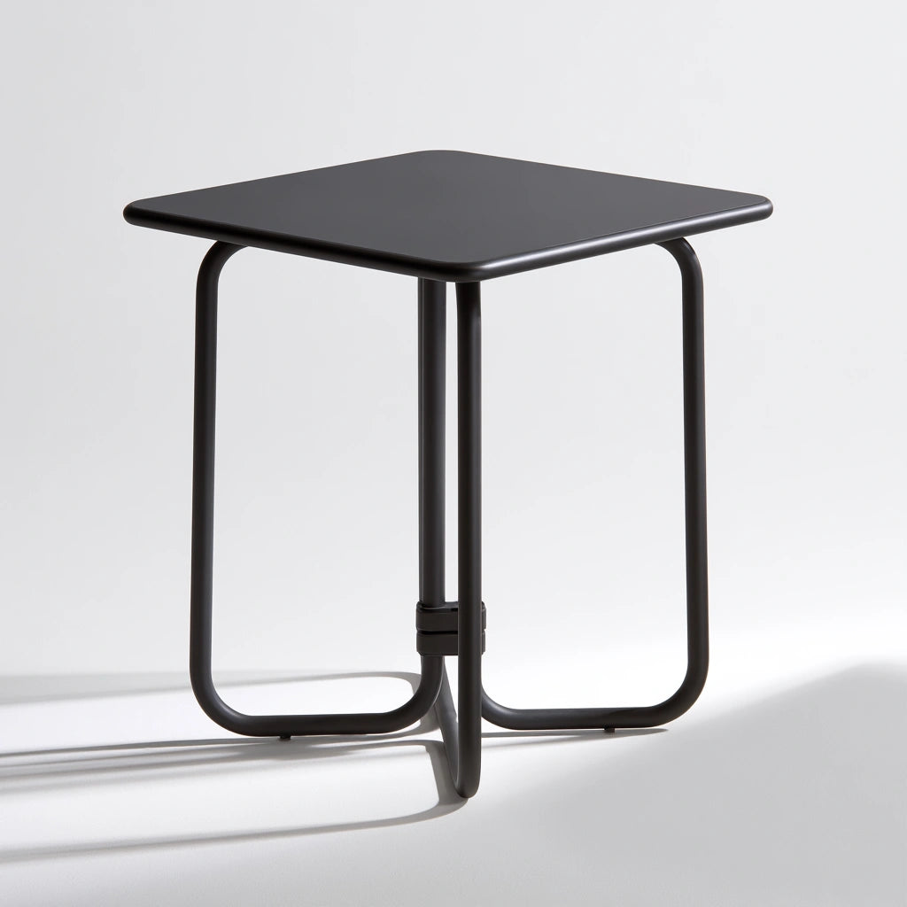 Table sur pied central aux lignes épurées, coloris gris foncé