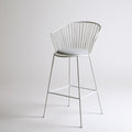 Tabouret de bar aux lignes épurées, coloris blanc